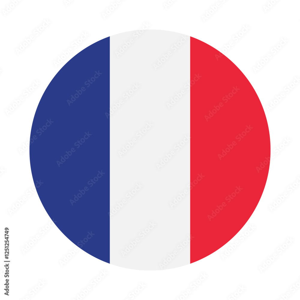 Flag of France. France circle flag logo icon computer vector illustration design Flag of France. France circle flag logo icon computer vector illustration design