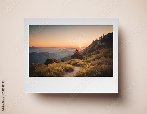 Realistic Polaroid Photo Template with Shadow – Vintage Card Mockup photo