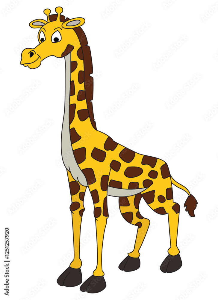 Fototapeta premium Vector illustration giraffe standing cartoon