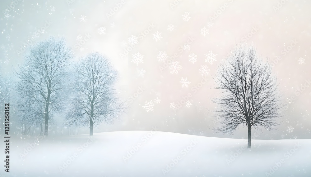 Winter Landscape Featuring Bare Trees and Falling Snow Winter Landscape Featuring Bare Trees and Falling Snow