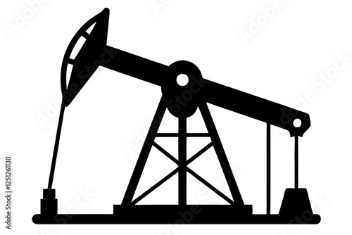 Oil pump jack Silhouette Vector art, Pump jack black Clip art, petrol pumpjack flat vector icon 