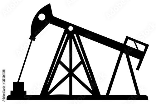 Oil pump jack Silhouette Vector art, Pump jack black Clip art, petrol pumpjack flat vector icon 