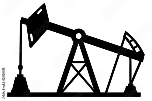 Oil pump jack Silhouette Vector art, Pump jack black Clip art, petrol pumpjack flat vector icon 