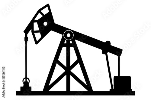 Oil pump jack Silhouette Vector art, Pump jack black Clip art, petrol pumpjack flat vector icon 