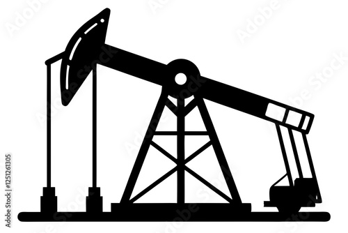 Oil pump jack Silhouette Vector art, Pump jack black Clip art, petrol pumpjack flat vector icon 
