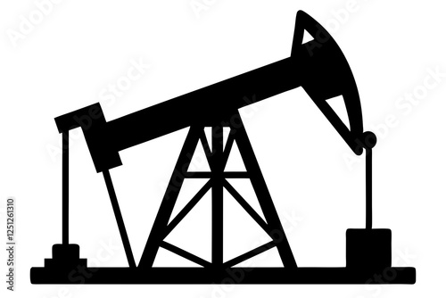 Oil pump jack Silhouette Vector art, Pump jack black Clip art, petrol pumpjack flat vector icon 