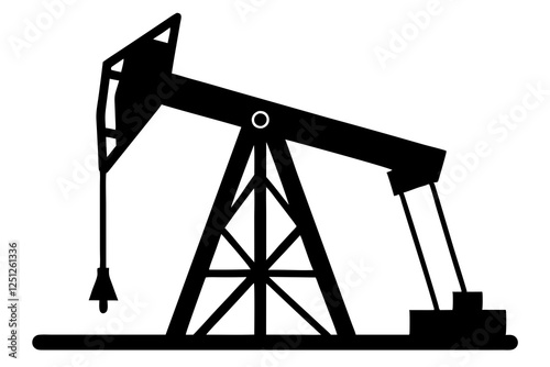 Oil pump jack Silhouette Vector art, Pump jack black Clip art, petrol pumpjack flat vector icon 