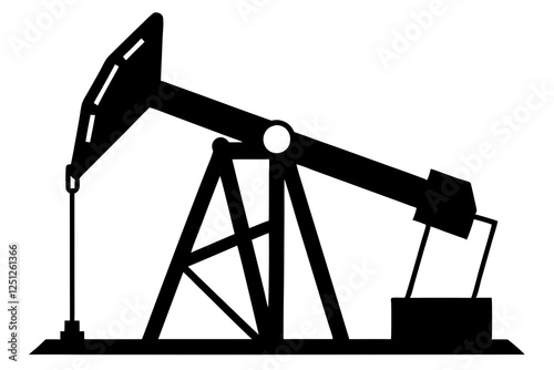 Oil pump jack Silhouette Vector art, Pump jack black Clip art, petrol pumpjack flat vector icon 