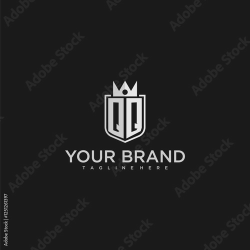 QQ initial monogram shield and crown vector image