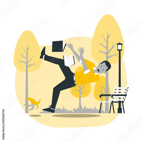 Slipping with a banana Flat Illustrations