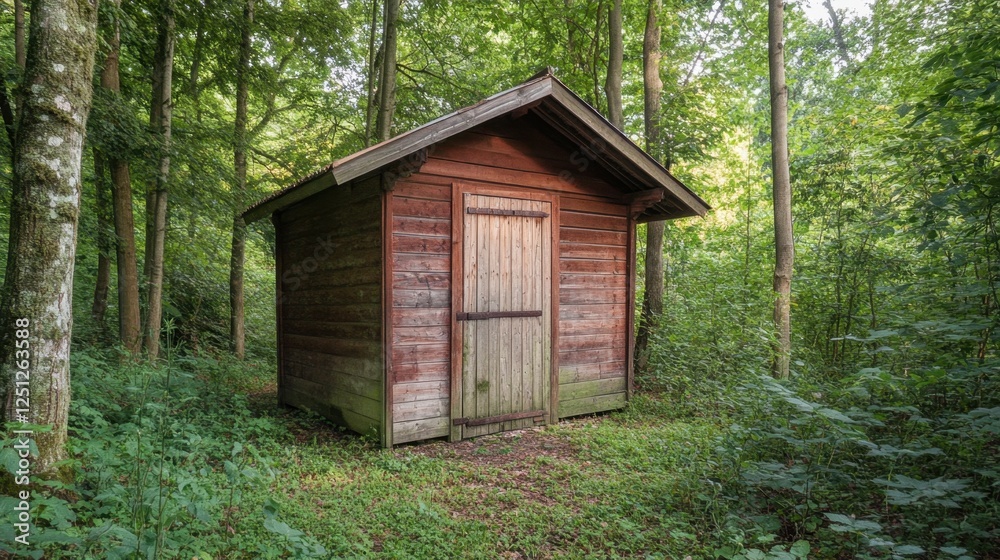 Rustic Wooden Cabin in Lush Green Forest Rustic Wooden Cabin in Lush Green Forest