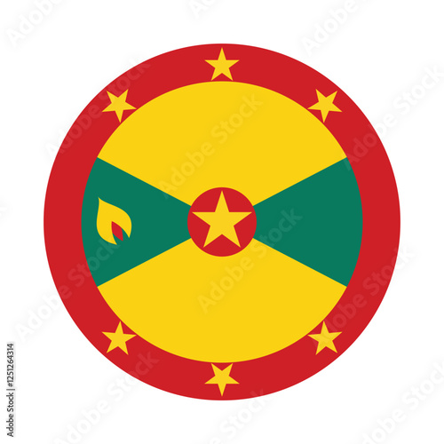 Flag of Grenada. Grenada circle flag logo icon computer vector illustration design