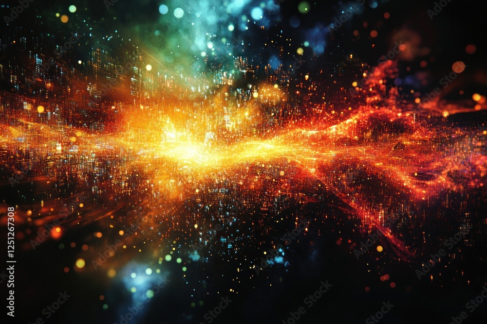 Fiery cosmic energy bursts through nebula, vibrant background, digital art, website banner Fiery cosmic energy bursts through nebula, vibrant background, digital art, website banner