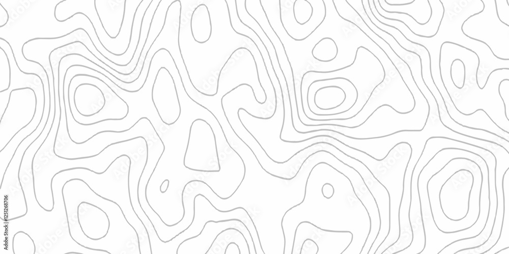 Fototapeta premium White topography topology vector white background fresh contour map texture. white seamless pattern Abstract background with a wave Topography and geography map grid abstract backdrop.