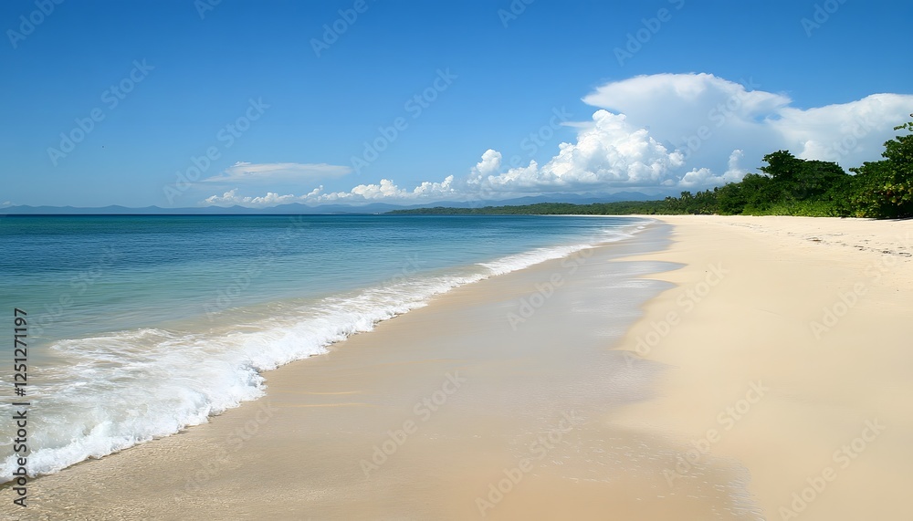 Serene Tropical Beach Scene With White Sand And Azure Ocean Serene Tropical Beach Scene With White Sand And Azure Ocean