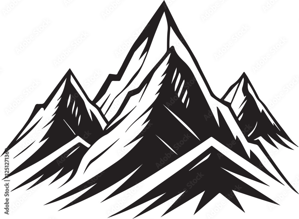 Obraz premium Black Mountain Range Illustration