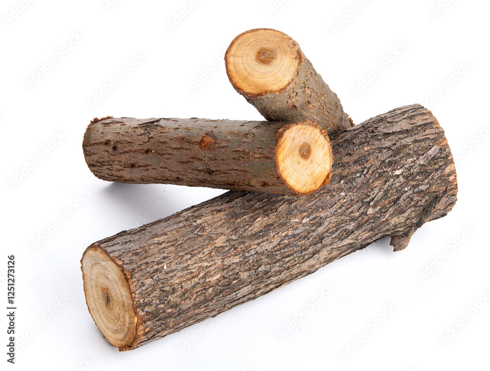 Willow logs isolated over white background Willow logs isolated over white background
