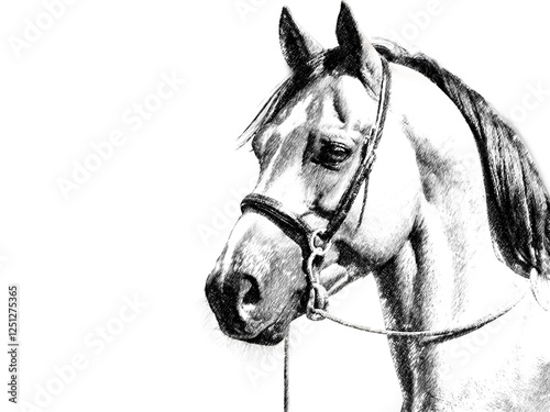 Portrait of dun horse with blond mane posing on white background ia