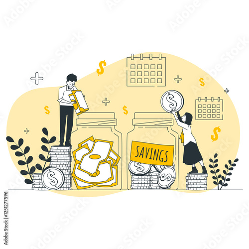 Savings Disproportionate Illustrations vector 