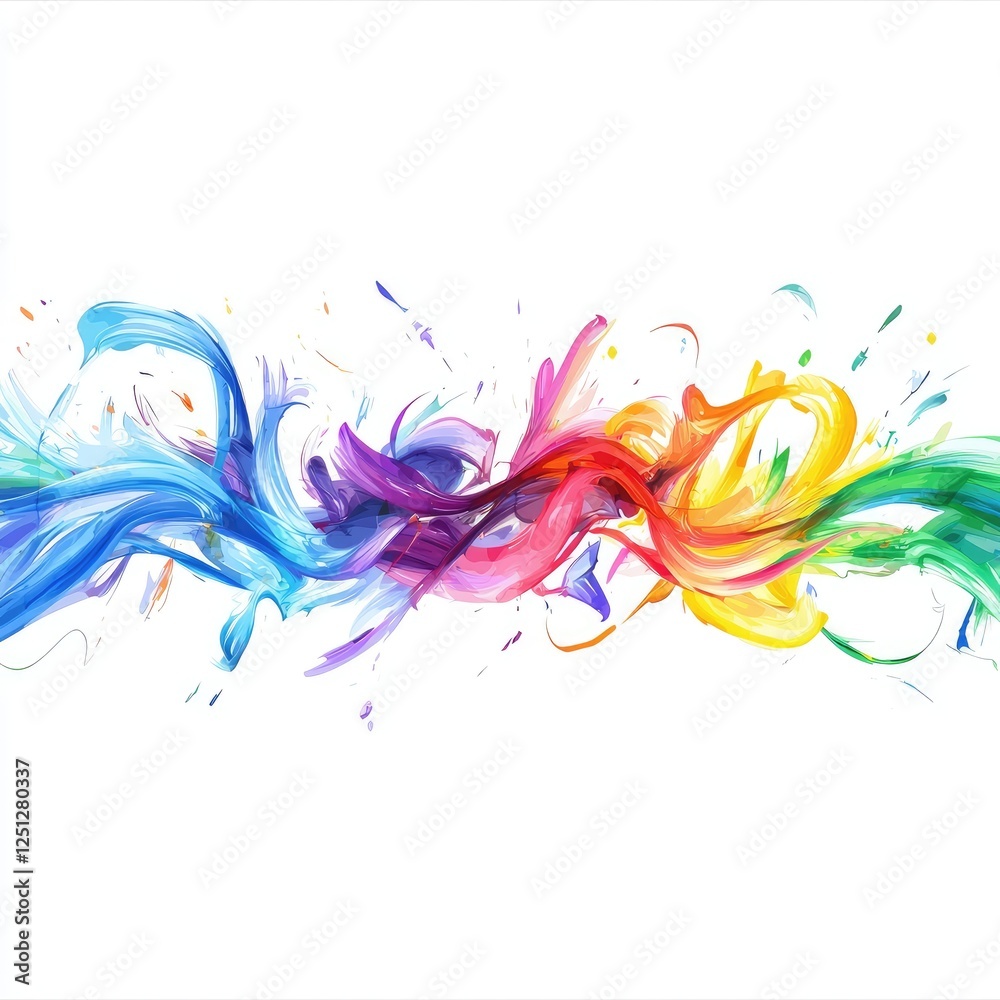 Fototapeta premium Colorful paint swirls, abstract art, white background, design element