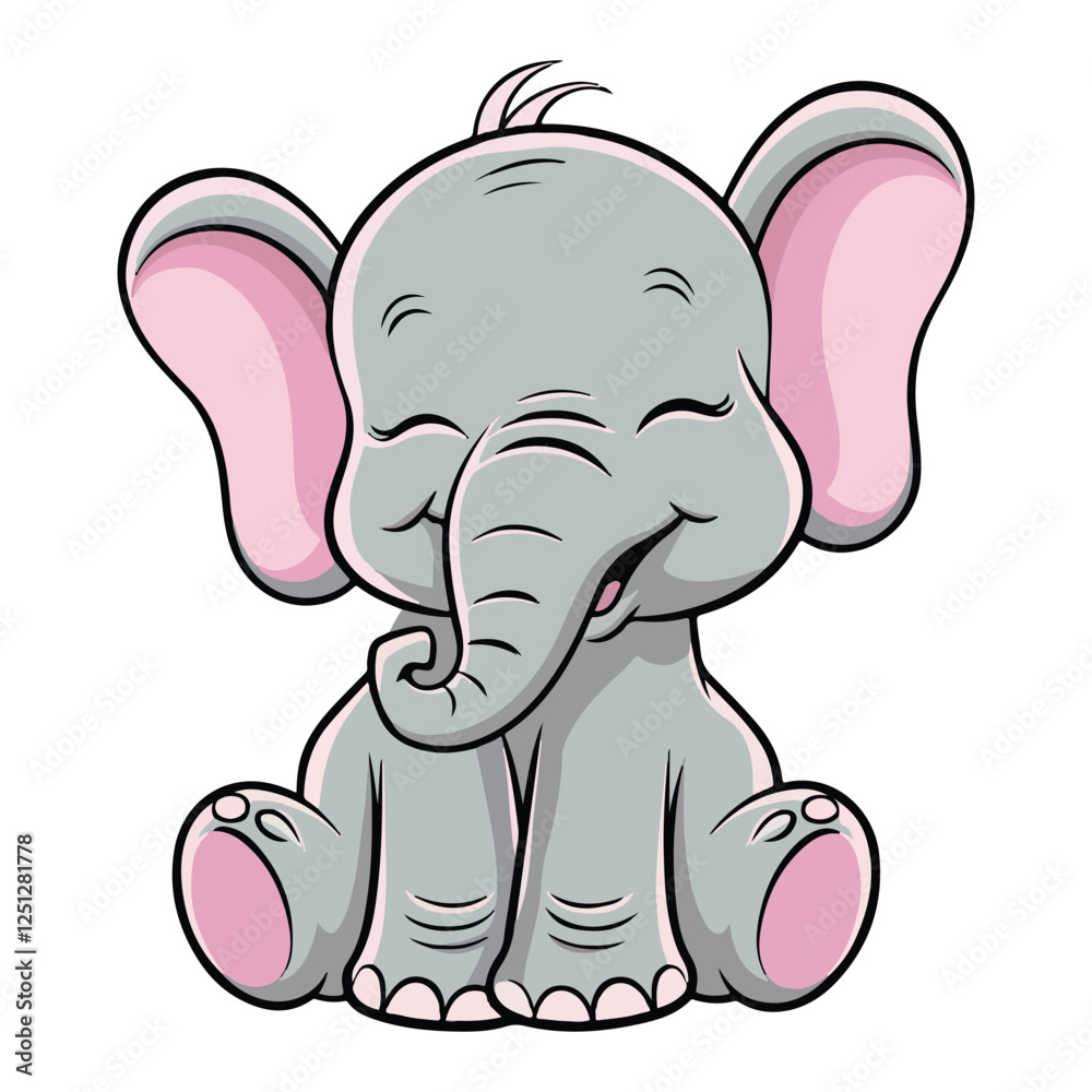Fototapeta premium A cute adorable baby eephant smiling 