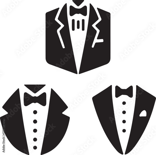 set of tuxedo icon clip art silhouette, logo design vector art illustration