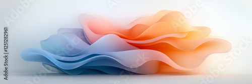 A stylized abstract shot featuring radiant teal and orange ribbons in a flowing, wave-like