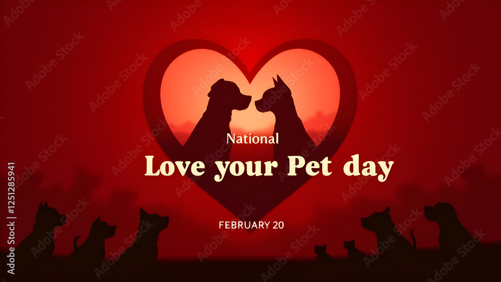 Fototapeta premium National Love Your Pet Day. February 20. Holiday concept. Template for background, banner, card, poster with text inscription