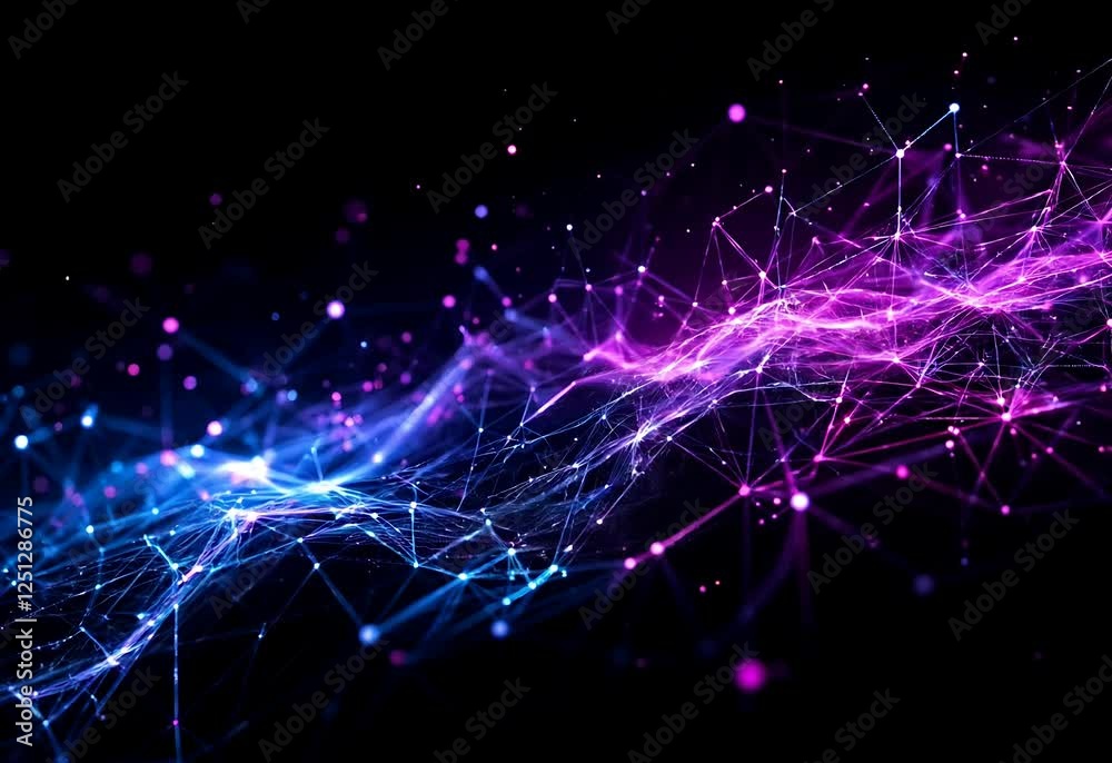 Abstract Network Moving with Connected Dots and Lines in Blue and Purple Abstract Network Moving with Connected Dots and Lines in Blue and Purple