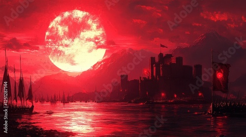 Blood Moon Siege Coastal Castle Under Attack photo