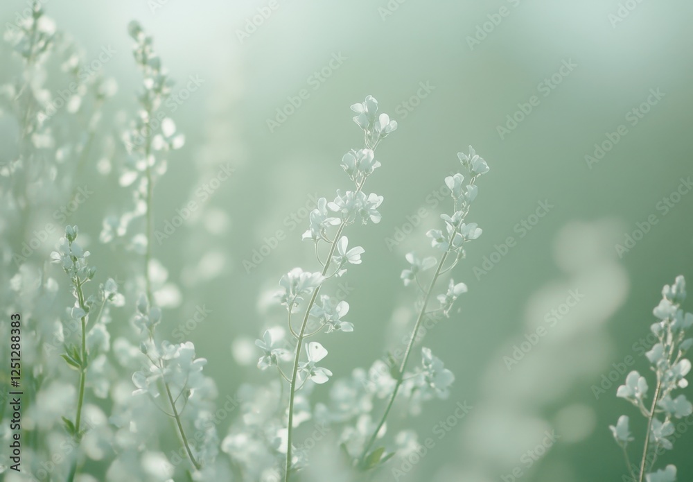 Fototapeta premium Abstract background of white bokeh on a soft green background