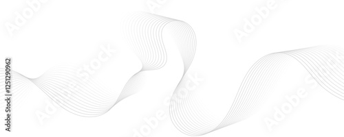 Gray wave curve lines abstract background with flowing particles. Digital energy waves technology concept. Modern backdrop design for business, presentation, banner.