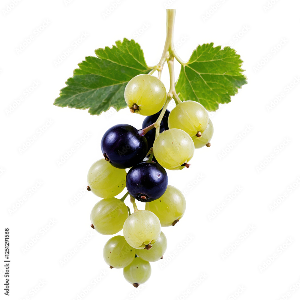 Fototapeta premium Green Black Currants isolated on transparent background cutout