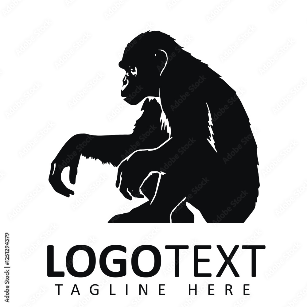 Fototapeta premium creative and strong chimpanzee logo vector isolated on white background