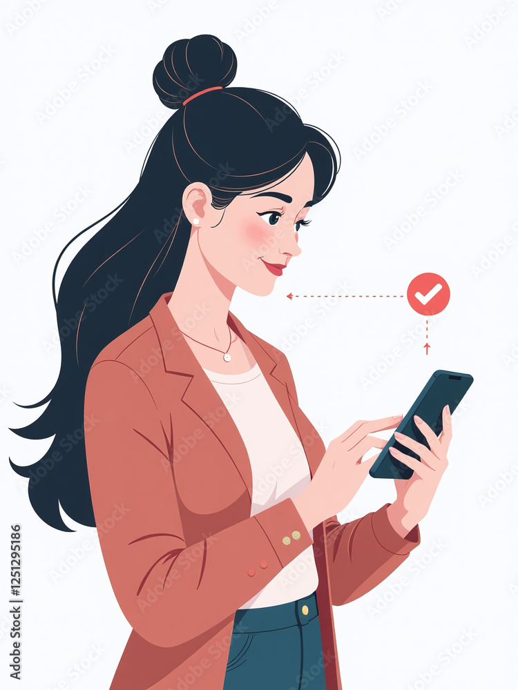 Woman Uses Her Phone To Make A Secure Online Purchase Through A Digital Banking App On Her Mobile Device. 00001 Woman Uses Her Phone To Make A Secure Online Purchase Through A Digital Banking App On Her Mobile Device. 00001