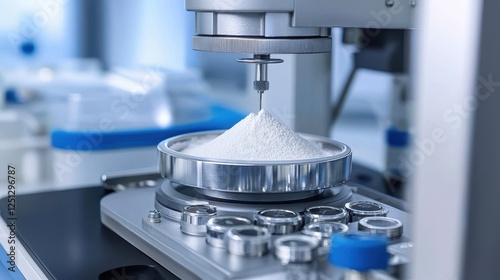 A laboratory scene showing a precision instrument measuring white powder on a scale, highlighting the importance of accuracy in scientific research.