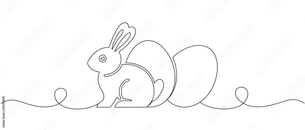 Egg and bunny line art for Easter