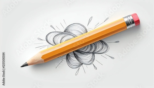 A pencil emoji drawing on a pristine white background.