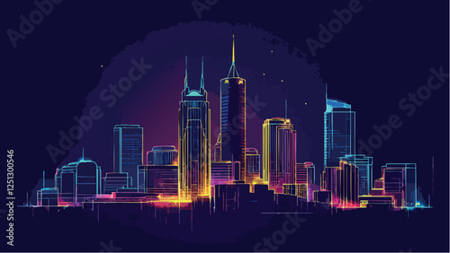 Nashville at Night- A Glowing Cityscape.eps
