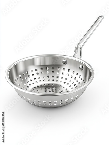 Stainless steel steamer basket, kitchen cooking, white background, healthy food prep photo