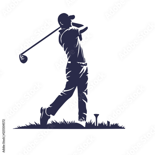 Minimalist Golfer Silhouette Vector Illustration