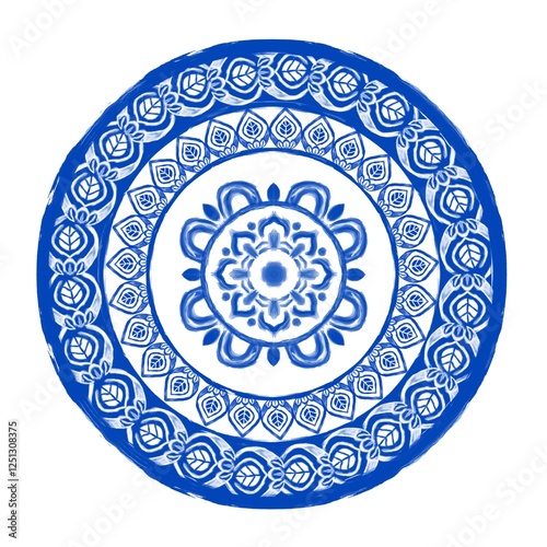Hand drawn floral design round leaves frame with textured line. botanical, natural theme. for decoration, wallpaper, background, home decor, ceramic, fabric, tile. flower style.