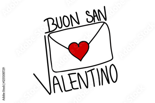 Vettore di una busta chiusa con un cuore rosso e il testo 'buon San Valentino'