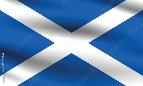 Flag of Scotland. Scotland flag official colors and proportion digital vector illustration. Pleated flag.