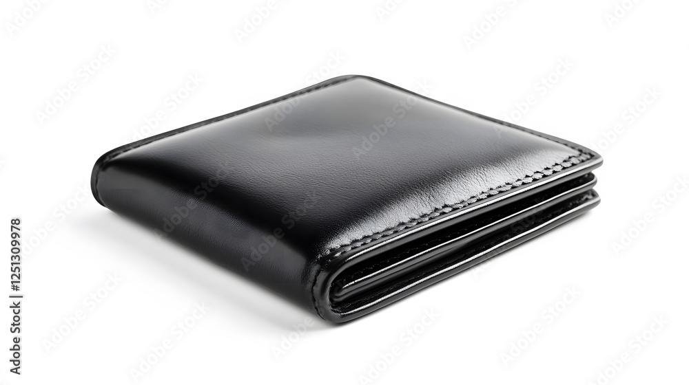 A black leather wallet, clean white background, transparent isolate A black leather wallet, clean white background, transparent isolate