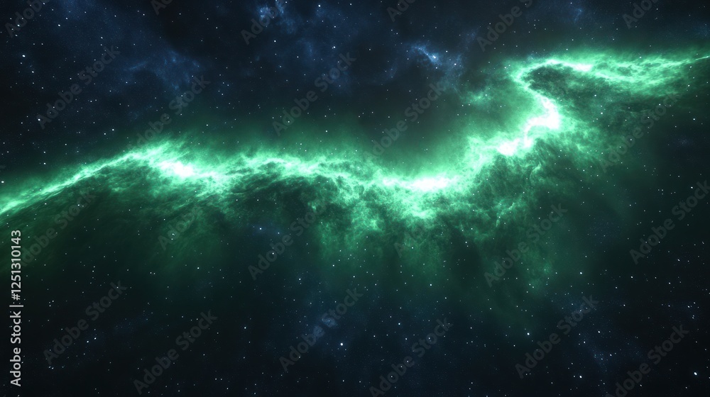 Obraz premium Green nebula cosmic space background