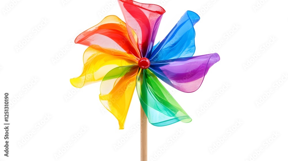 A colorful pinwheel, clean white background, transparent isolate
