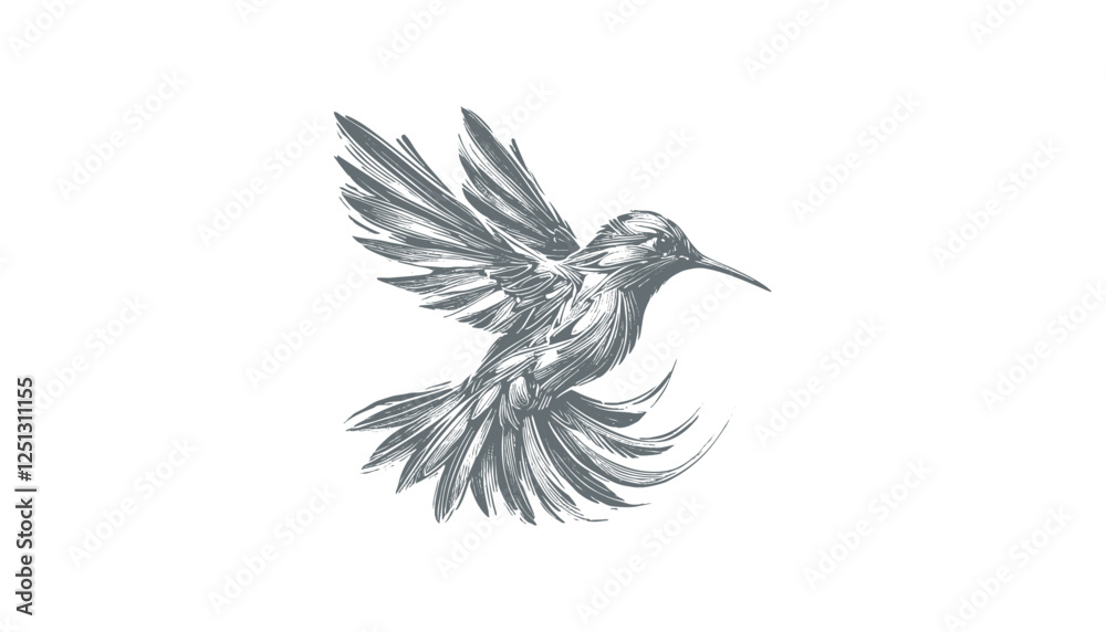 Obraz premium hummingbird vector | bird vector | hummingbird illustration | hummingbird silhouette | hummingbird tattoo | hummingbird engraving | hummingbird drawing