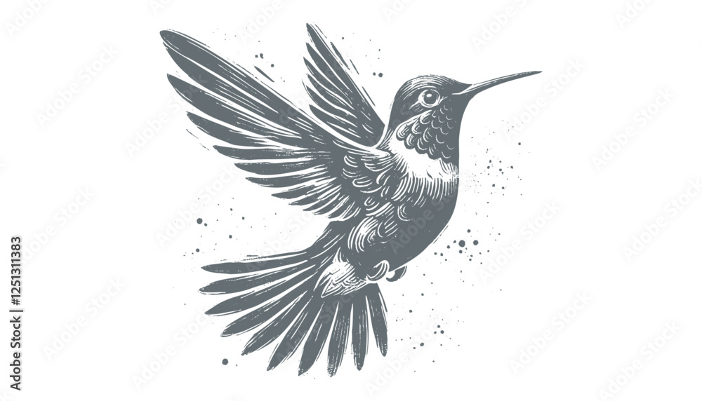 Obraz premium hummingbird vector | bird vector | hummingbird illustration | hummingbird silhouette | hummingbird tattoo | hummingbird engraving | hummingbird drawing