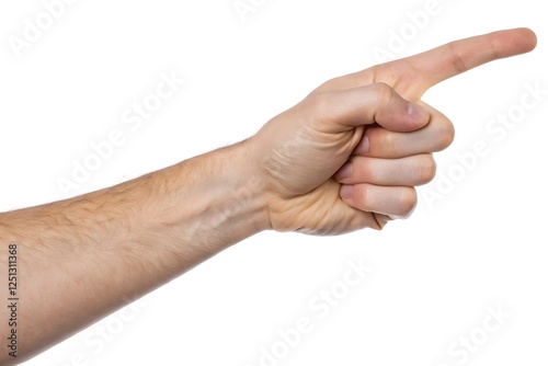 Hand Pointing Gesture on Plain White Background for Communication and Directional Purposes